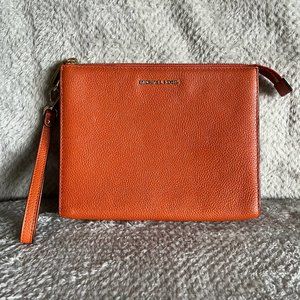 Michael Kors Leather Capra Travel Pouch Orange